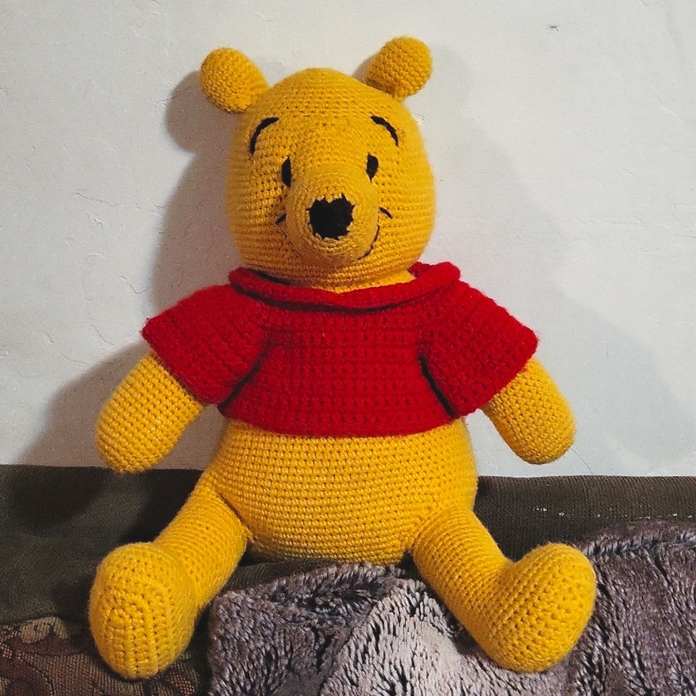 100% Handmade By A Friend Winnie-the-Pooh Stuffed Knit Crocheted Maternity Baby